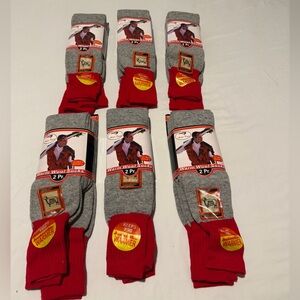 🔥TWO WARM WOOL BLEND BY ARTIE KNIT WINTER /SKIING SOCKS GREY/RED SIZE 10-15 NWT